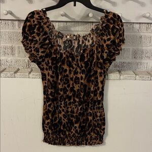 Self Esteem Brown Leopard Print Blouse Women’s Medium